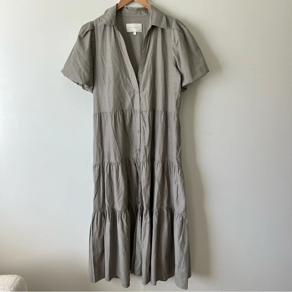 Brochu Walker The Havana Dress In Terra Brown Tiered Midi Dress Large $348 - Picture 5 of 13